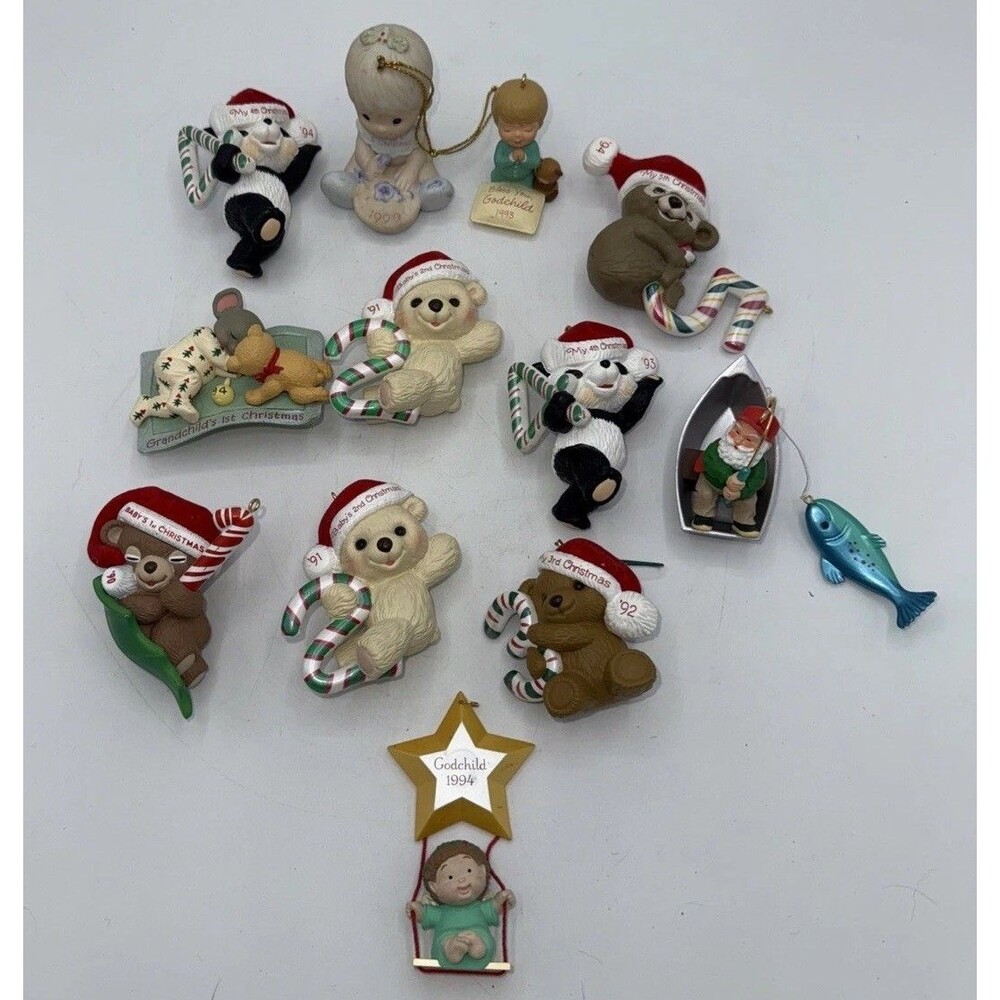 Vintage Hallmark Keepsake Ornament Child's 1-4th Christmas, Godchild, Fisherman